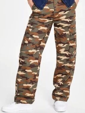 levi’s 94 baggy cotton high rise green camo print cargo pants size 25